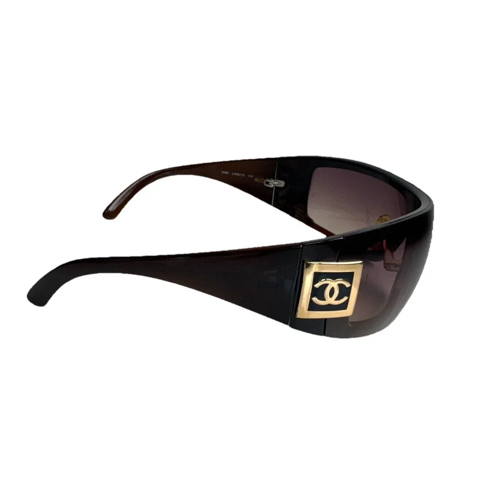 Chanel Shield 5085 Sunglasses Brown Gradient CC Logo Oversized Y2K Designer COA - Picture 7 of 16